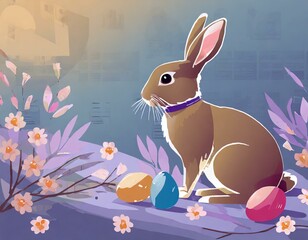easter bunny with easter eggs super cute and adorable and elegant