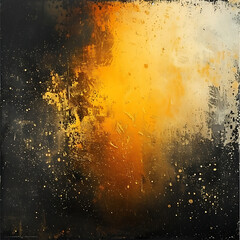 A dynamic blend of yellow, orange, and brown against a black backdrop creates a retro vibe in this grainy, grungy texture. background offers empty 