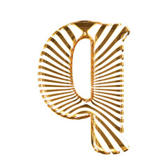 White symbol with gold ultra thin horizontal straps. letter q