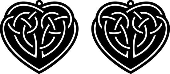 Laser Cut Celtic Heart Earrings. Celtic Heart Pendant. Celtic Knot  - obrazy, fototapety, plakaty