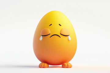 Easter egg with sad face isolated on white background. 3d illustration
