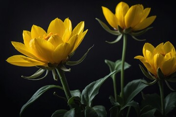 yellow flowers on black