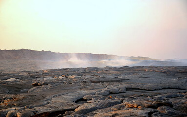 Erta Ale is a chain of volcanoes located in the Afar Triangle, Ethiopia. Here the Earth is...