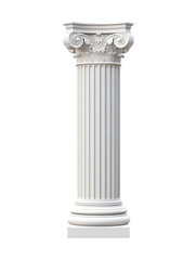 Greek pillar, White column, isolated on transparent background