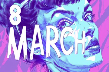 8 march illustration,  International Women’s Day Tribute , purple colors
