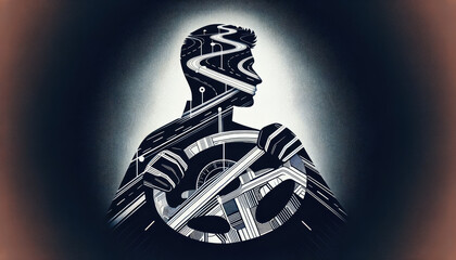 Minimalist Drive: A Driver's Simplified Double Exposure