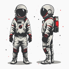 Astronaut profile two side view, vector astronaut isolated background