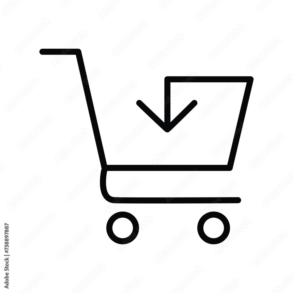 Poster shopping cart icon. put in cart online shopping icon with arrow vector. vector illustration. eps fil