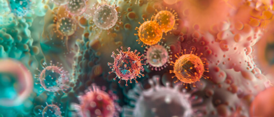 Fototapeta na wymiar 3D effect of viruses with high detail for health information