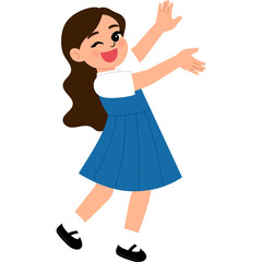 smiling student girl in school uniform presentation illustration