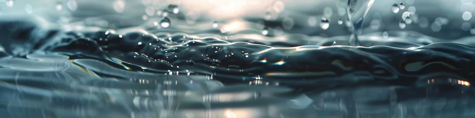 Fotobehang Clear water drop with circular waves background © Alexander