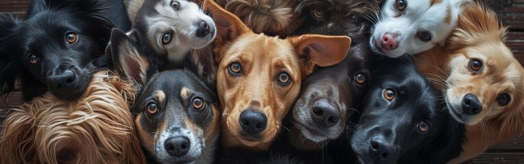 Group of Dogs Standing Together - obrazy, fototapety, plakaty