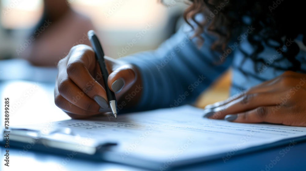 Poster close-up of individuals at a table during a document signing process.
