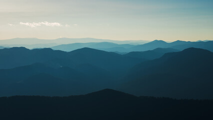 mountains in the morning. Bluehour. Layers of mountains