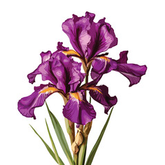 Purple color iris flower isolated on white