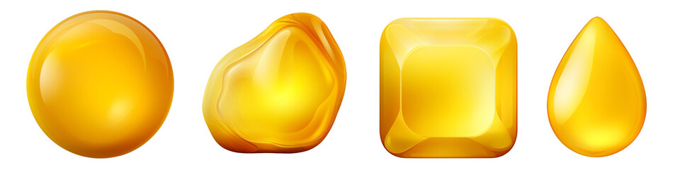 Yellow Chalcedony Gemstone clipart collection, vector, icons isolated on transparent background