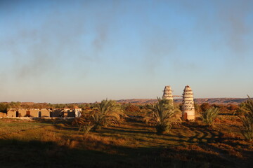 Pigeon towers in the middle of agricultural land in Baharyia oasis in Egypt