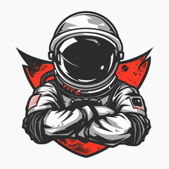 Astronaut Warrior Exploring the Unknown Cosmic Frontiers, vector astronaut isolated background