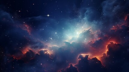 Fototapeta premium Space background with realistic nebula and shining stars. Neural network AI generated art