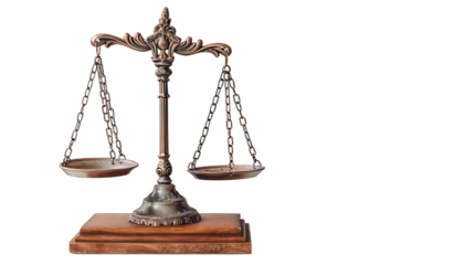 Scales of justice isolated on white created with Generative AI