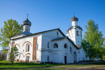 The ancient Cathedral of the Transfiguration Monastery. Staraya Russa, Russia - obrazy, fototapety, plakaty