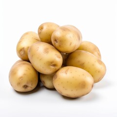 Fresh potatoes on a white background. Generative AI.