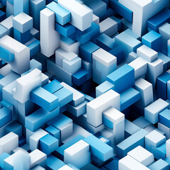 Fototapeta premium Seamless abstract geometric background with 3d cubes in white and blue colors.