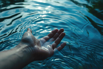 Touching the Lake Surface: Hand, Freshness, and Purity
