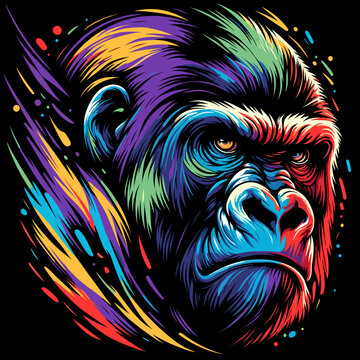 Vibrant Essence: A Colorful Gorilla Portrait
