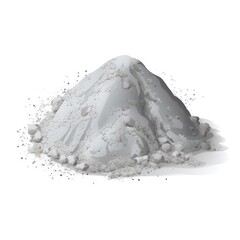 Grey Powder of Gypsum, Clay or Diatomite Isolated, Powdered Calcium or Plaster