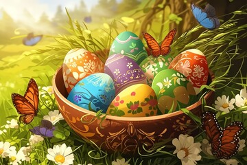 Easter eggs in a bowl