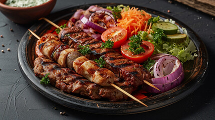 Şiş Kebab Platter with Grilled Meat Skewers