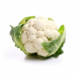 Fresh cauliflower on a white background. Generative AI.