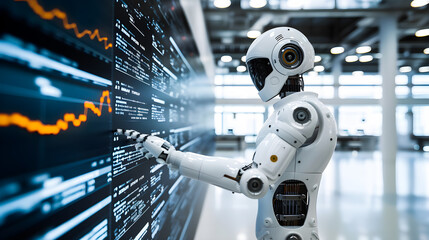 Robots read data and analyze world stock markets.