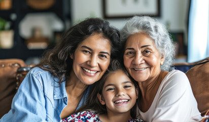 Obraz premium Smiling Faces, Warm Hearts: A Latin Family's Bond 