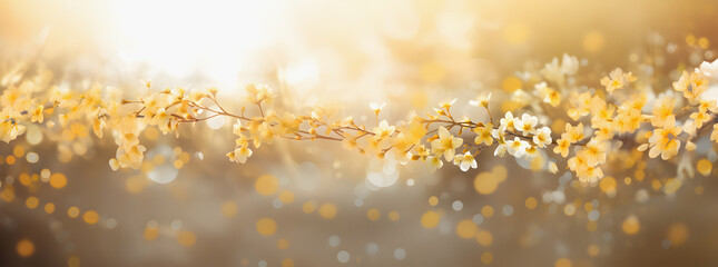 Fototapeta premium An enchanting field of delicate red flowers blooms against a soft