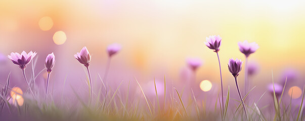 Fototapeta premium An enchanting field of delicate red flowers blooms against a soft