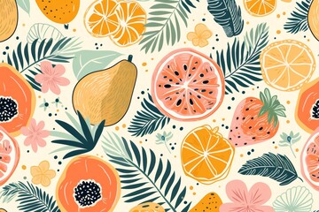 Seamless pattern with fruits Background