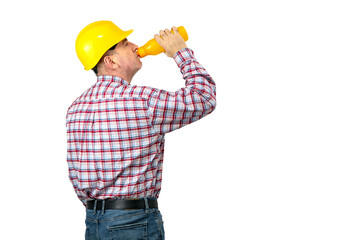 man with  holding water bottle.
