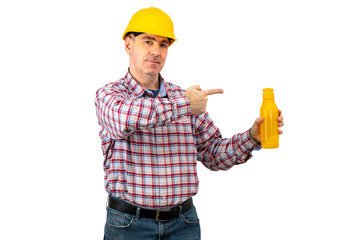 man with  holding water bottle.