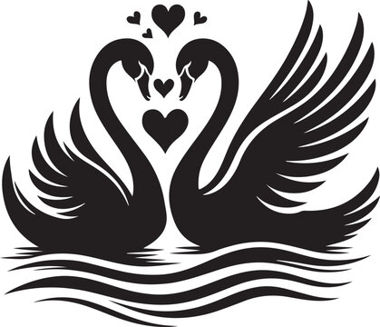 recommend clip art: black and white swans love vector illustration 