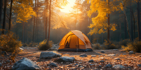 Tents Camping area, early morning, beautiful natural place