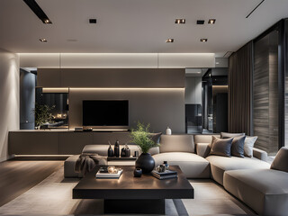 Sleek Living Sanctuary - Refined Minimalism Balances Function & Flair
