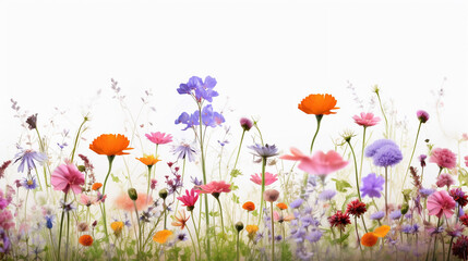 There are many different flowers in a field with a white background. Colorful Flowers Collection