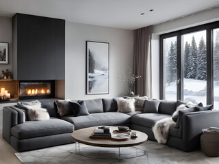 Cozy Modern Living Room: Warmth and Relaxation in Winter
