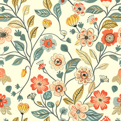 Retro floral seamless pattern