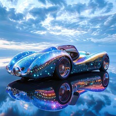 car on blue sky background