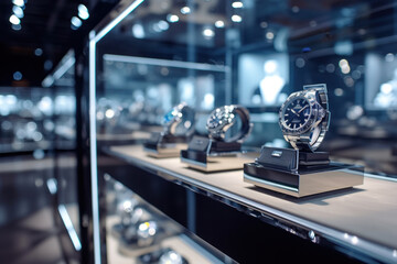 Exclusive Collection of Luxury Watches on Display in a High-End Boutique - obrazy, fototapety, plakaty