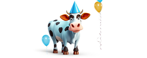Fototapeta premium Funny cartoon cow on white background.