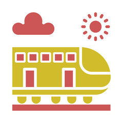 High Speed Train Glyph Two Color Icon